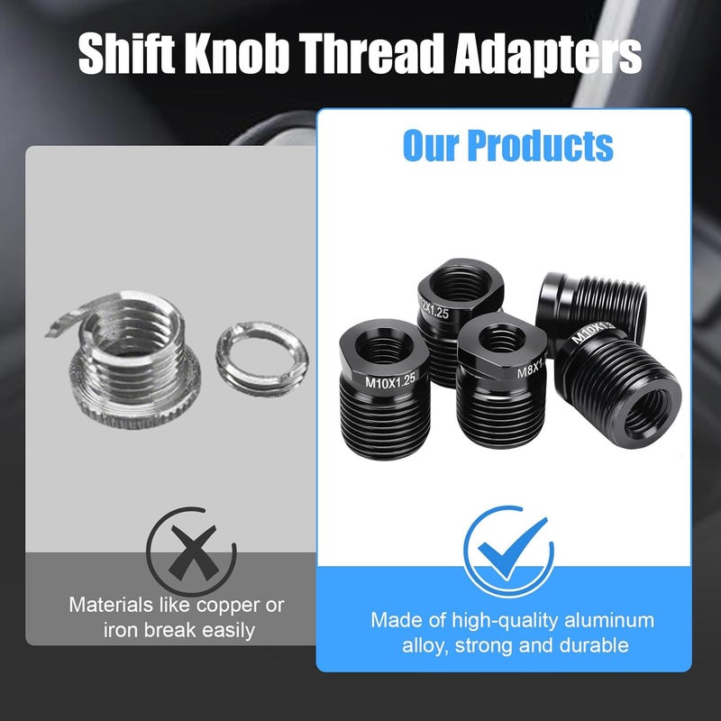 Linkstyle Gear Shift Knob Adapter Kit, 5-Pack Aluminum Alloy Thread Adapters, Quick Install with M8/M10/M12x1.25 M10/M14x1.5 for Car Truck SUV - Image 5